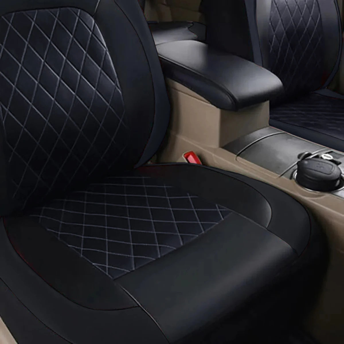 All-Season Leather Car Seat Covers - Full Surround Protection for Sedans, SUVs, and Pick-Up Trucks