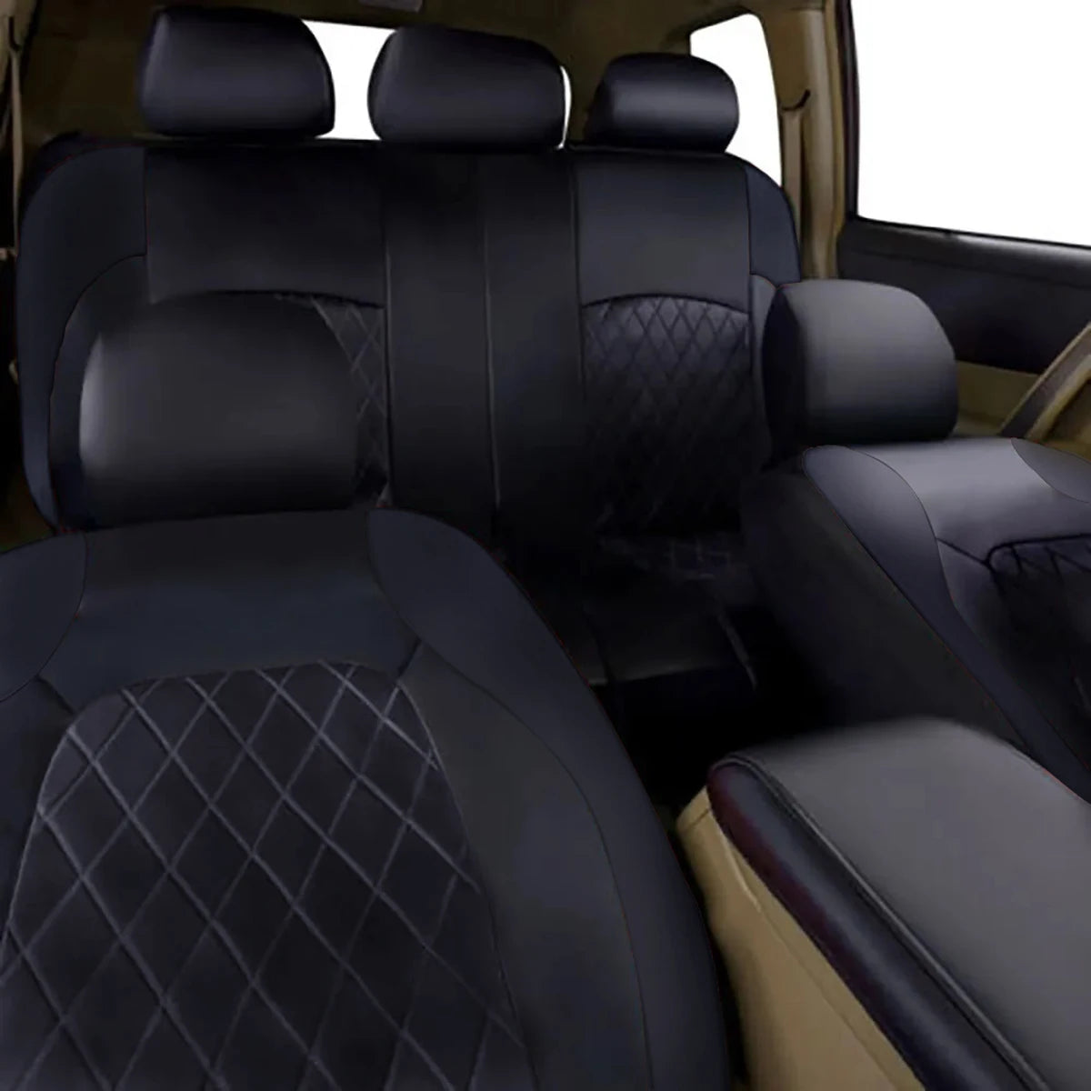 All-Season Leather Car Seat Covers - Full Surround Protection for Sedans, SUVs, and Pick-Up Trucks