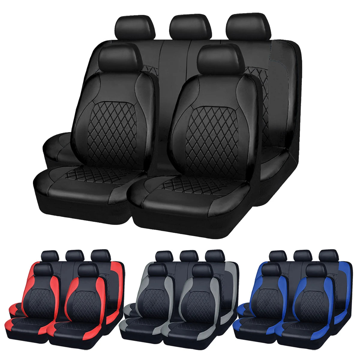 All-Season Leather Car Seat Covers - Full Surround Protection for Sedans, SUVs, and Pick-Up Trucks